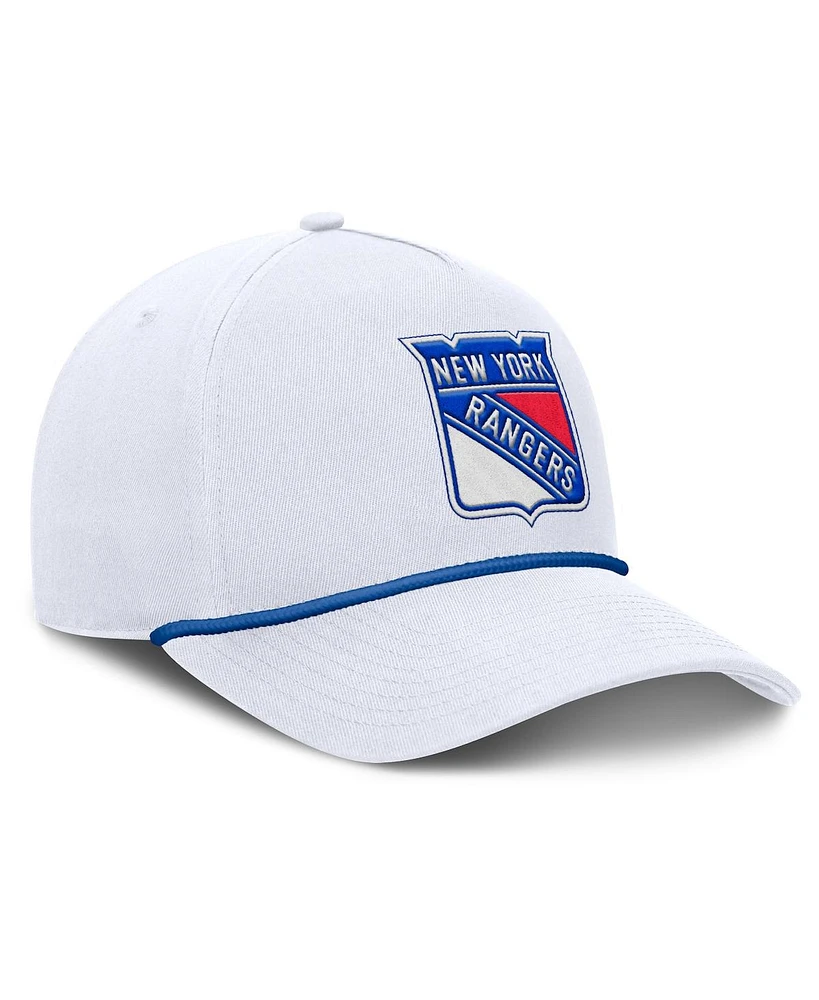 Fanatics Men's White New York Rangers Rope A-Frame Adjustable Hat