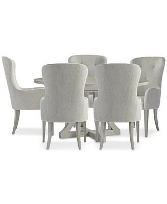 Cornelia 6-Pc. Dining Set (Round Table & 5 Tufted Arm Chairs)
