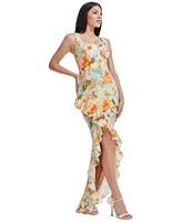 Dress the Population Women's Charlene Square-Neck Ruffle-Trim Gown