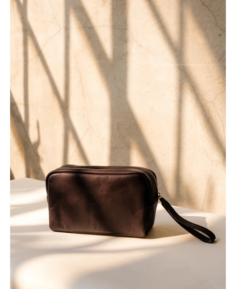 Able Avery Dopp Kit Bag, Chocolate Brown
