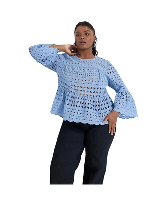 June + Vie Women's Flounce Peplum Top