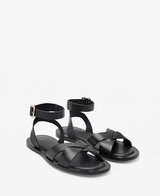 Mango Women's Buckle Strap Leather Sandals