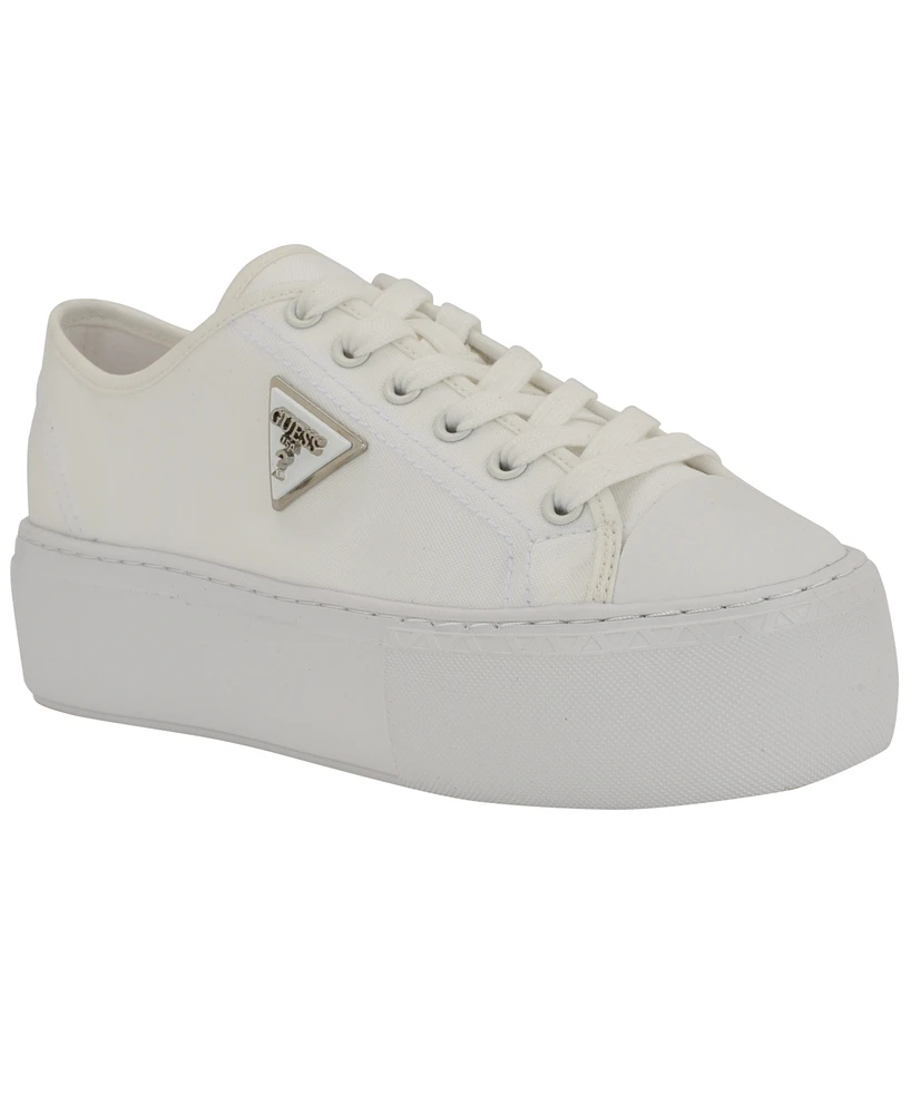 Guess Women's Joezi Triangle Logo Platform Lace-Up Sneakers