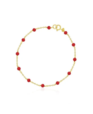 The Lovery Coral Bead Chain Bracelet 14K Gold