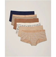 Pact Women's Organic Cotton Everyday Boy Short 6-Pack