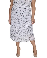 Calvin Klein Plus Pleated Dot-Print Skirt