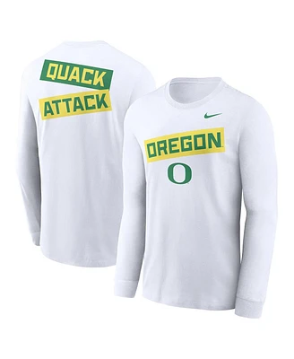 Nike Men's White Oregon Ducks Two-Hit Classic Location Long Sleeve T-Shirt