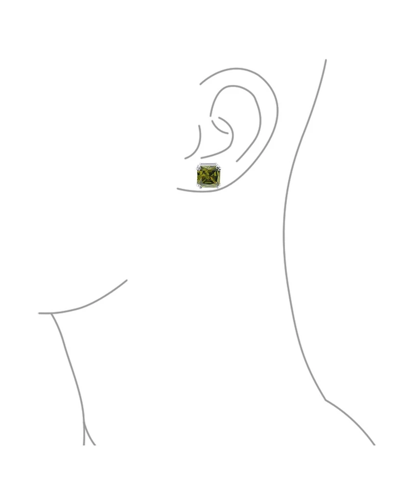 Bling Jewelry Set of 2 Large 5CT Square Cz Solitaire Clip-On Earrings Silver Plated 12MM