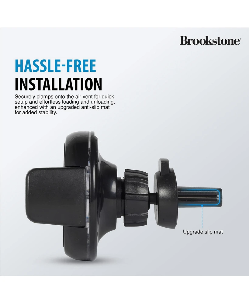 Brookstone 10W Wireless Charging 360 Degree Rotatating Secure Car Vent Mount