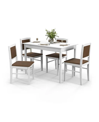 Slickblue 5-Piece Dining Table Set for 4 with Rubber Wood Legs – Compact Design for Small Dining Rooms