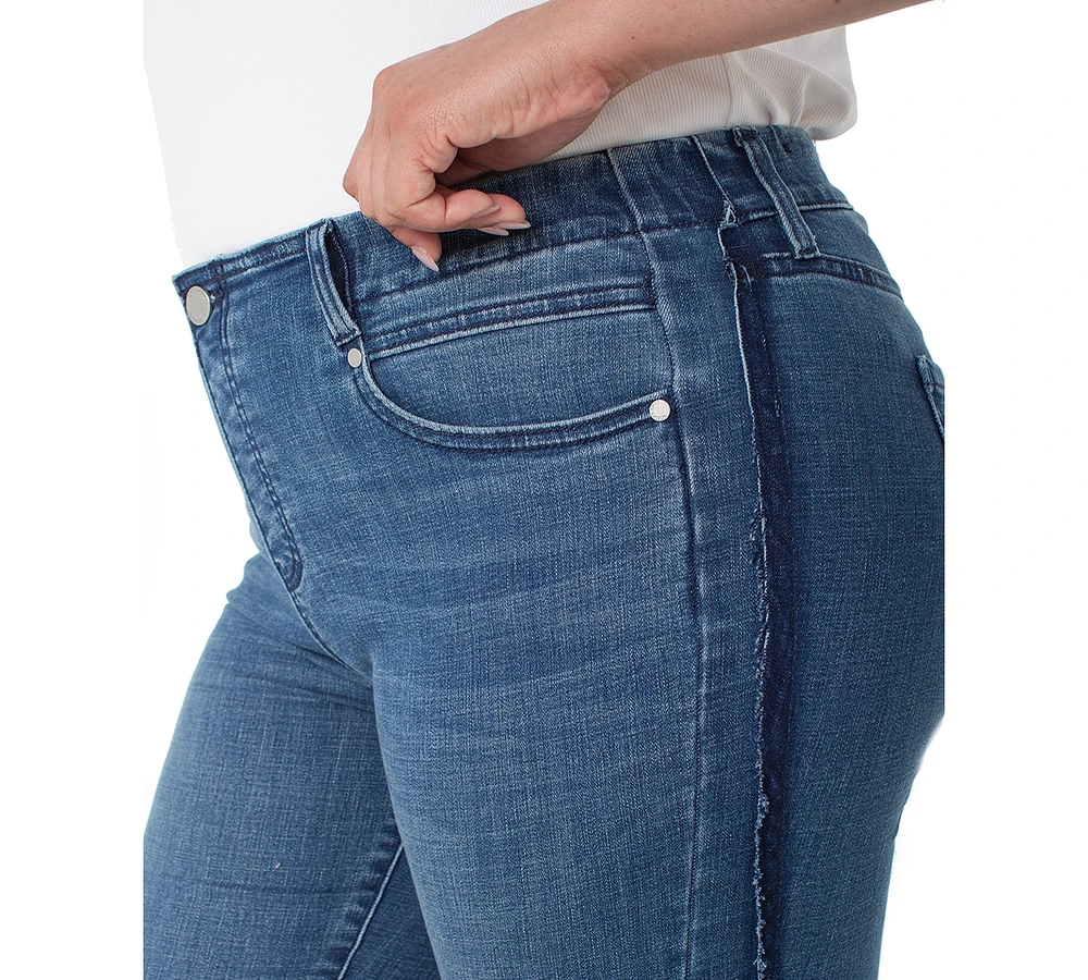 Liverpool Los Angeles Plus Gia Glider Frayed-Hem Cropped Flare Jeans