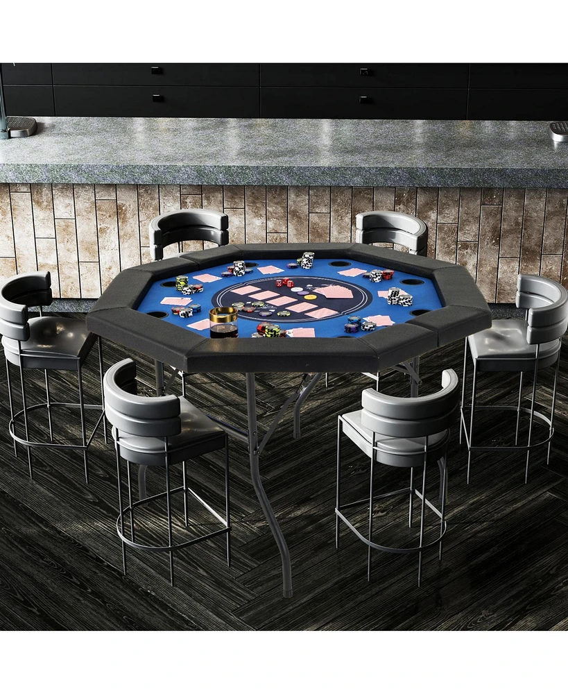 Foldable Poker Table with Padded Rails and Cup Holders