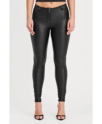 Freddy Women's Panther Faux Leather Mid Rise Skinny Pants
