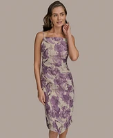 Donna Karan New York Women's Sleeveless Square-neckline Metallic Jacquard Midi Dress