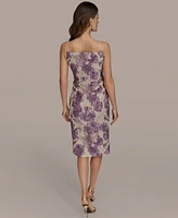 Donna Karan New York Women's Sleeveless Square-neckline Metallic Jacquard Midi Dress