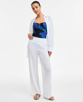 Dkny Women's Smocked-Waist Cover-Up Pull-On Pants