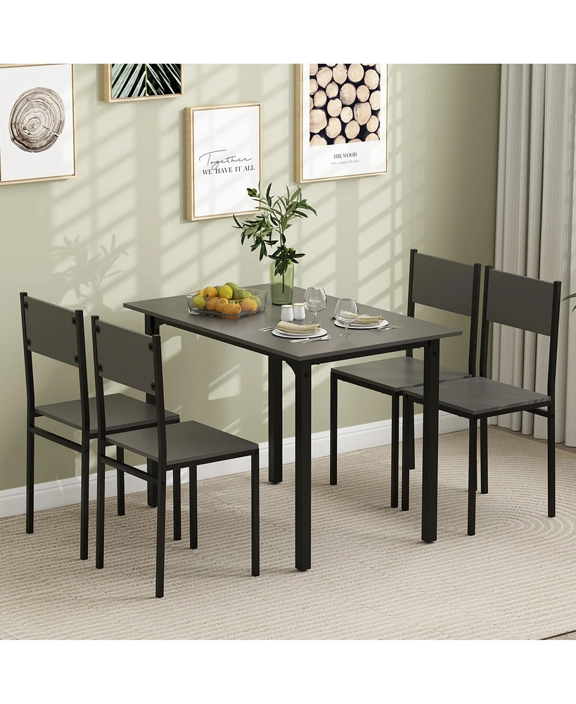 5 Piece Dining Table Set Industrial Style Kitchen Table and Chairs for 4