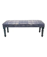 Abstract Design Upholstered Bench with Legs for Living Room or Entryway
