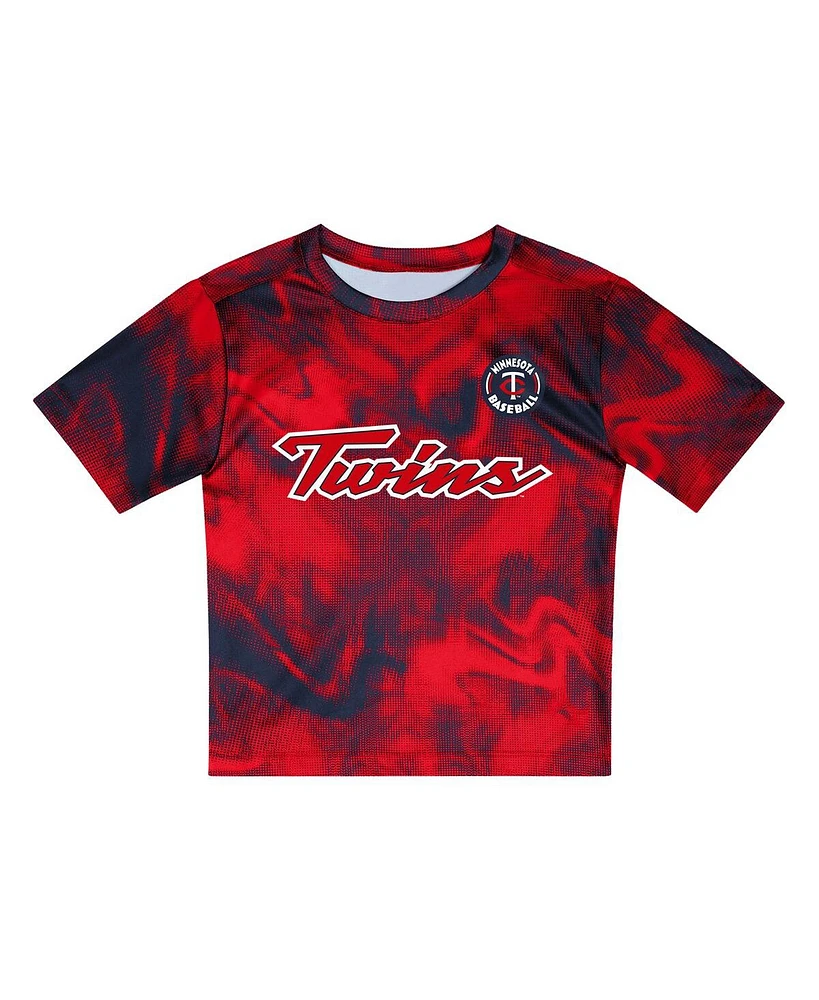 Outerstuff Toddler Red/Navy Minnesota Twins Pinch Hitter Infielder T-Shirt and Shorts Set