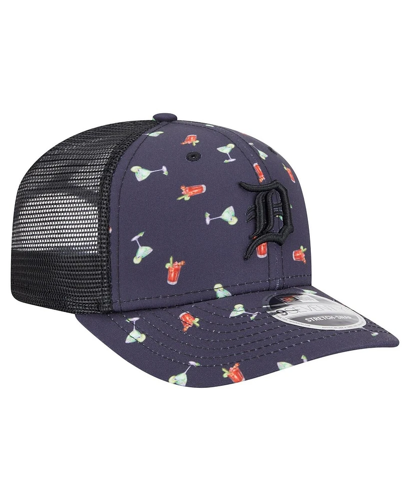 New Era Men's Black Detroit Tigers Adventure Drinks Pattern 9SEVENTY Stretch-Snap Hat