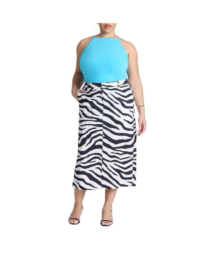 Eloquii Women's Printed Midi Skirt