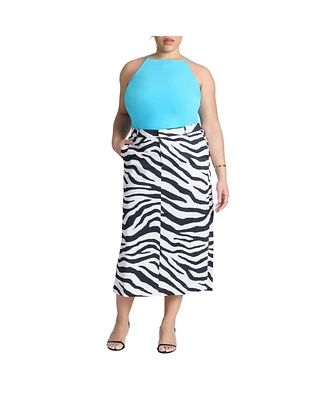 Eloquii Women's Printed Midi Skirt