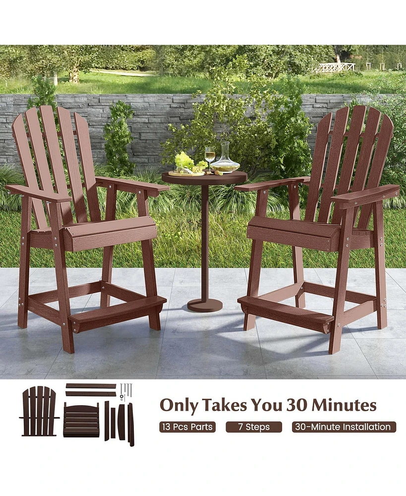 Pcs Bar Stool Hdpe Patio Chair with Armrest Footrest Home Indoor Outdoor