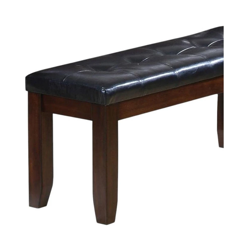 Contemporary Upholstered Faux Leather Bench with Cushion