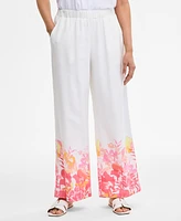 Jm Collection Women's Linen-Blend Printed Pants, Exclusively at Macy's