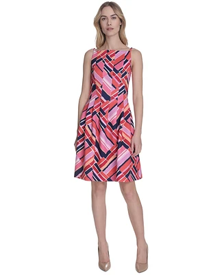 Vince Camuto Women's Printed Square-Neck Sleeveless Dress