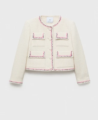 Mango Women's Contrasting Trims Tweed Jacket