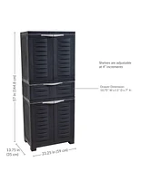 Plastic Storage Cabinet with 2 Adjustable Shelves and 1 Drawer - 57"
