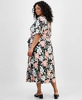 Kasper Plus Floral-Print Midi Dress
