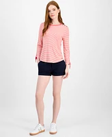 Tommy Hilfiger Women's Striped Ruched-Sleeve Top