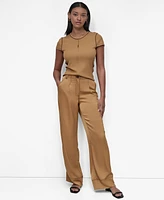 Dkny Women's Glazed Dressing Contrast Stitch Pant