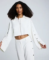 Kenneth Cole Women's Zip-Front Snap-Arm Jacket