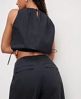 Good American Women's Cotton Twill Drawcord-Hem Parachute Pants