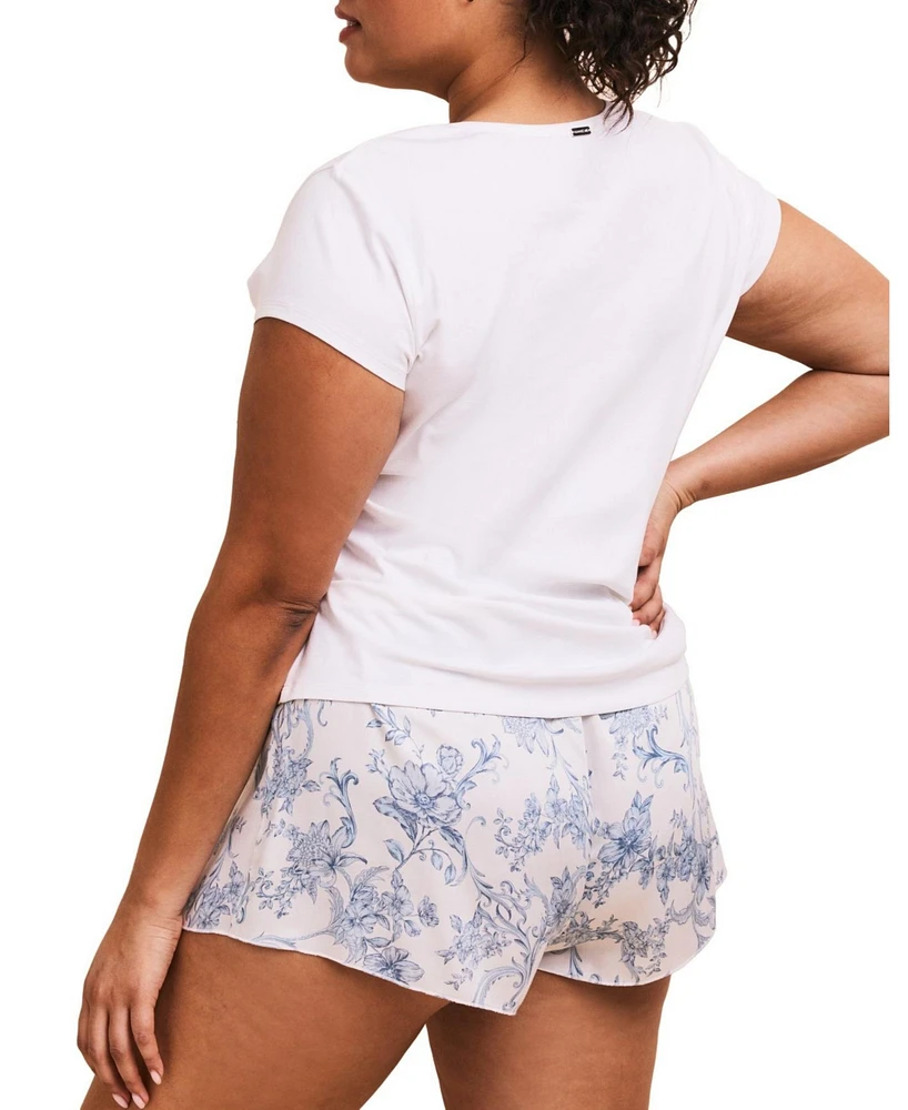 Adore Me Plus Size Kassie Short Sleeve T-shirt & Pant Set