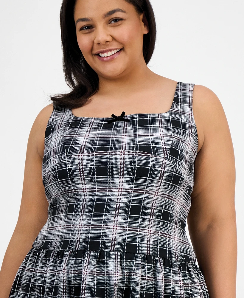 Planet Heart Trendy Plus Plaid Drop-Waist Dress
