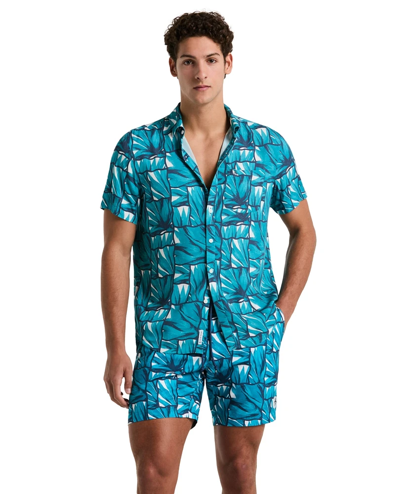 Original Penguin Men's All-Over Agave Print Tile Shirt