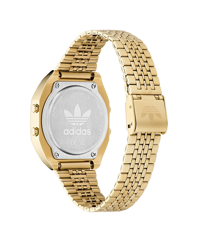 adidas Unisex Digital Gold-Tone Stainless Steel Watch, 36mm