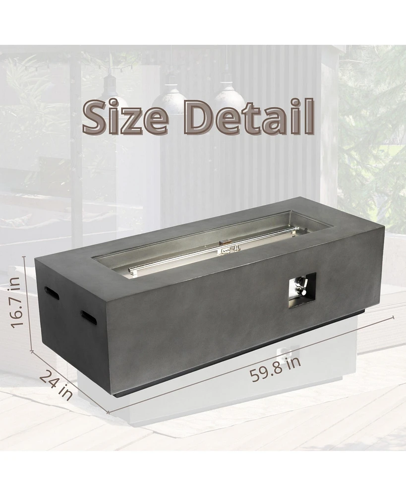 Mondawe 60inch-60,000 Btu Outdoor Rectangle Propane Fire Pit Table with Waterproof Cover
