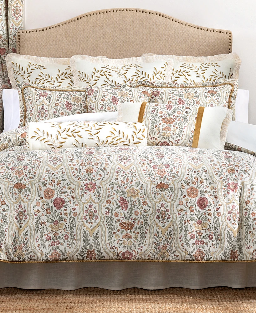 Rose Tree Baroda Embroidered Neckroll Decorative Pillow, 24" x 6.5"