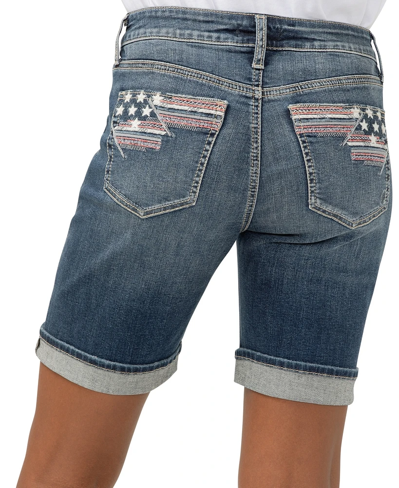 Silver Jeans Co. Women's Suki Mid Rise Curvy Fit Bermuda Shorts