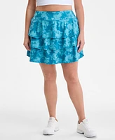 Id Ideology Plus Abstract-Print Flounce Skort, Exclusively at Macy's