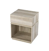 Wood Rectangular End Table with Drawer and Shelf for Living Room or Bedroom
