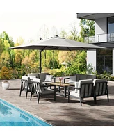 Mondawe 156"W x 120"D Rectangular Cantilever Umbrella with Detachable -level Brightness Led Light, w/ Weight Base Included
