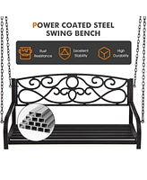 Outdoor 2-Person Metal Porch Swing Chair with Chains