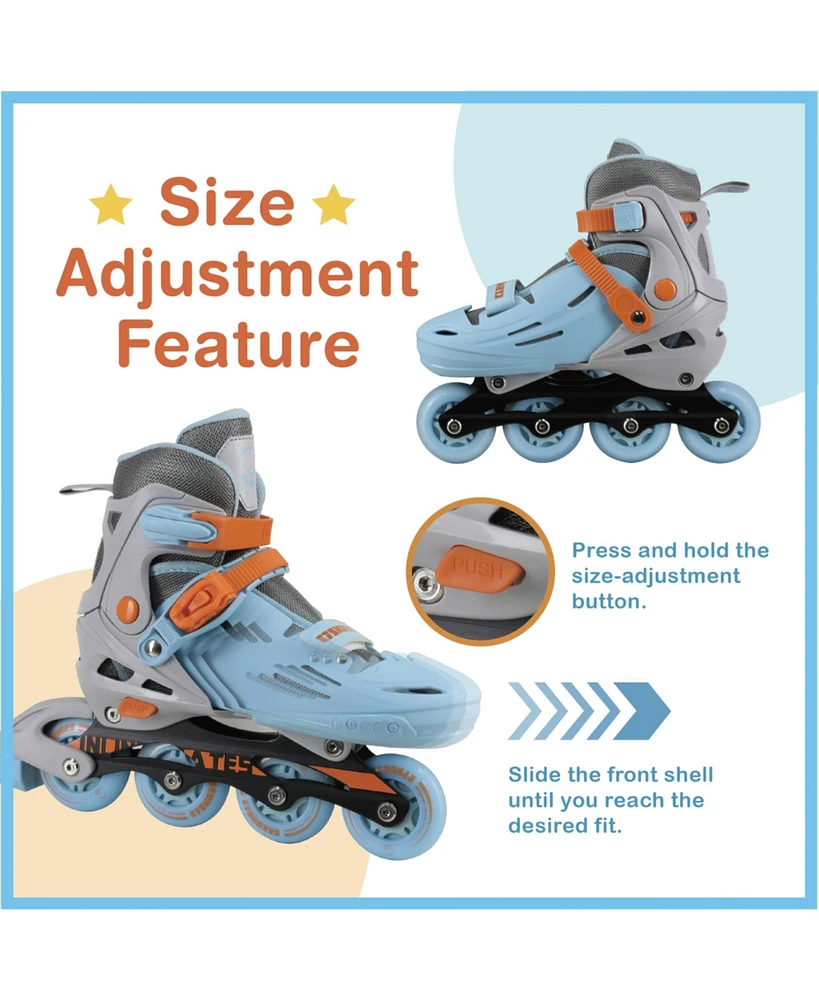 C7skates Adjustable Youth Inline Skates with Light Up Wheels (Galaxy
