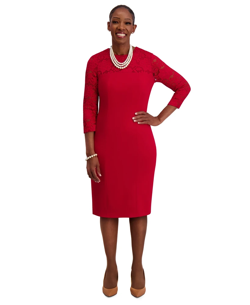 Kasper Women's Lace-Sleeve Sheath Dress, Regular & Plus Sizes
